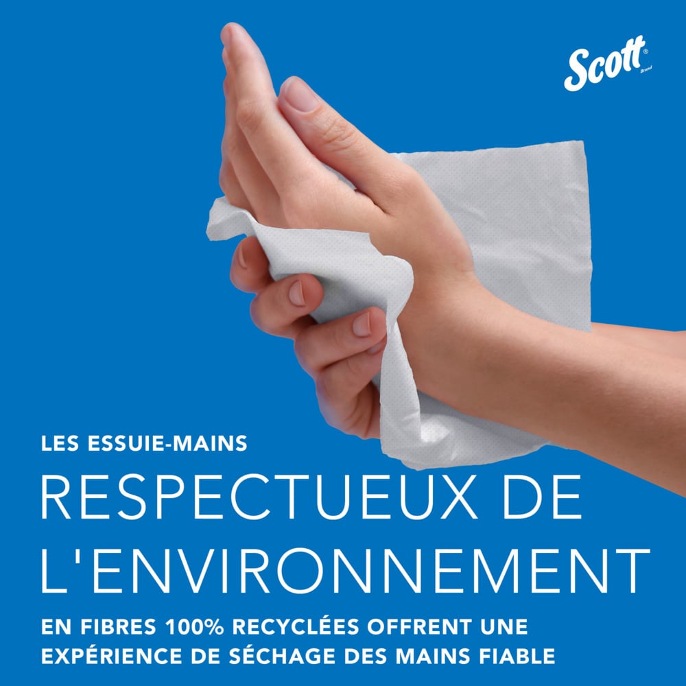 Scott® Essential™ Toallas secamanos 6609: toallas secamanos de papel plegadas, 16 paquetes x 220 unidades de papel secamanos blanco (3520 en total) - 6609