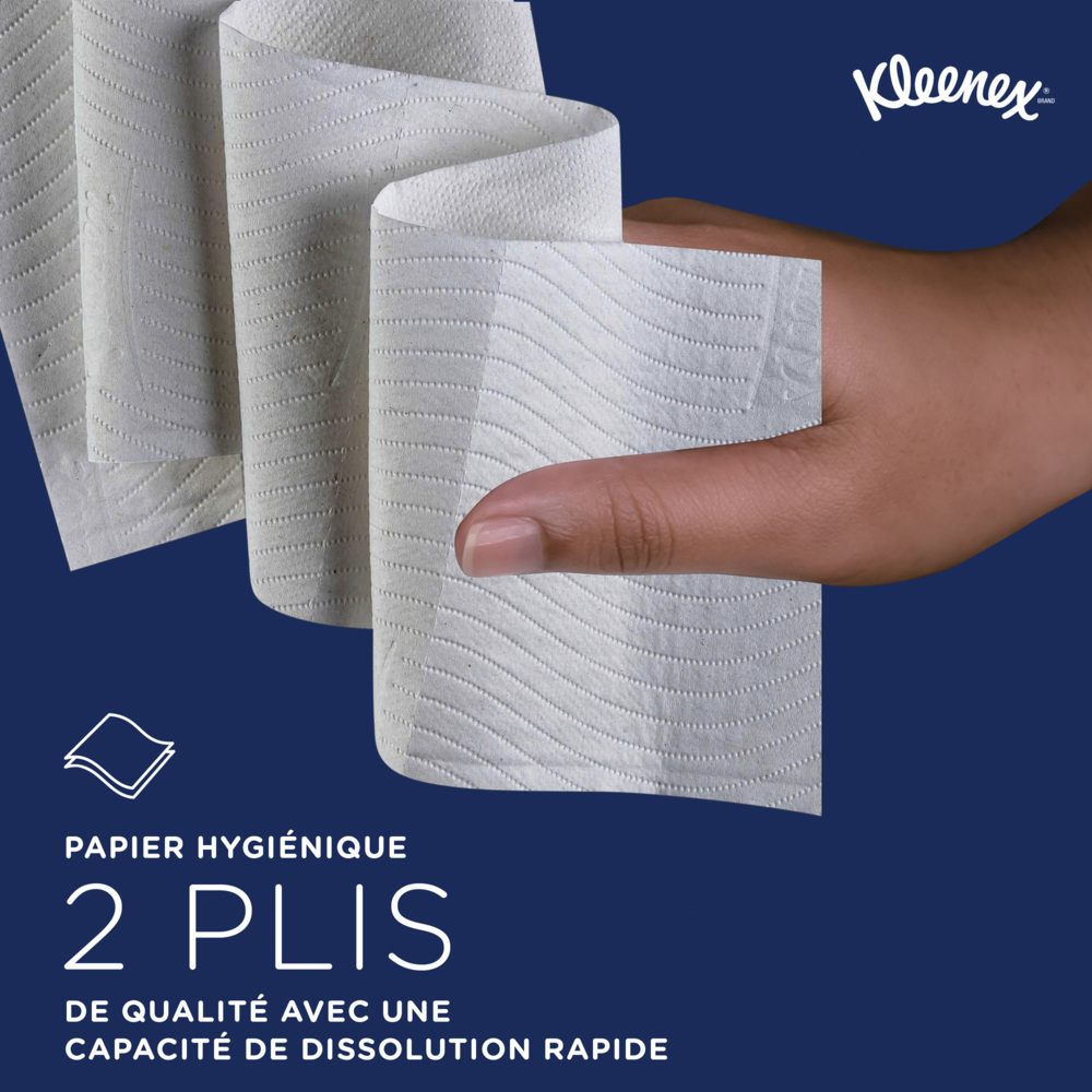 Papier toilette 2 épaisseurs Kleenex® 8438 - 96 x petits rouleaux de 250 feuilles (24 000 au total) - 8438