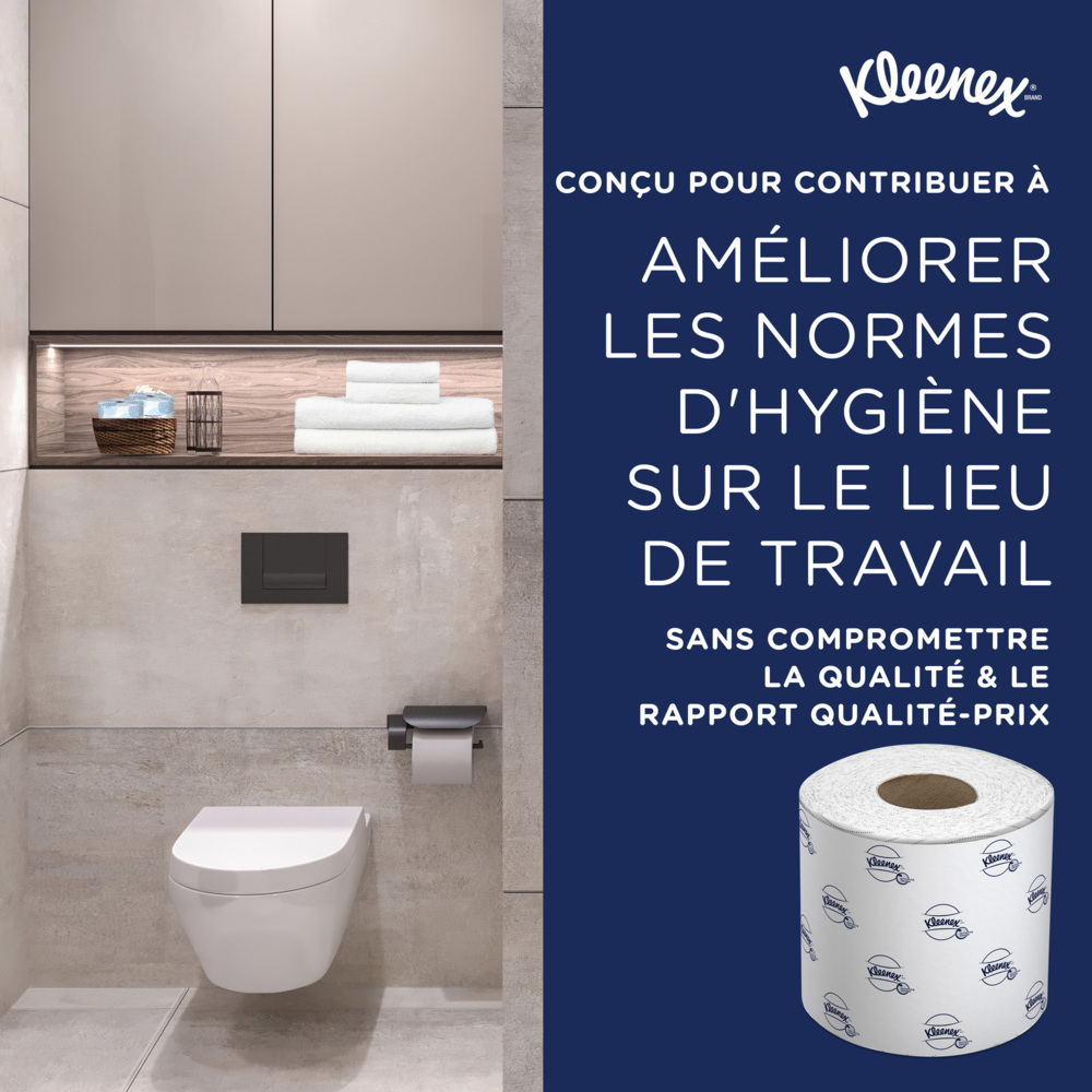 Papier toilette 2 épaisseurs Kleenex® 8438 - 96 x petits rouleaux de 250 feuilles (24 000 au total) - 8438