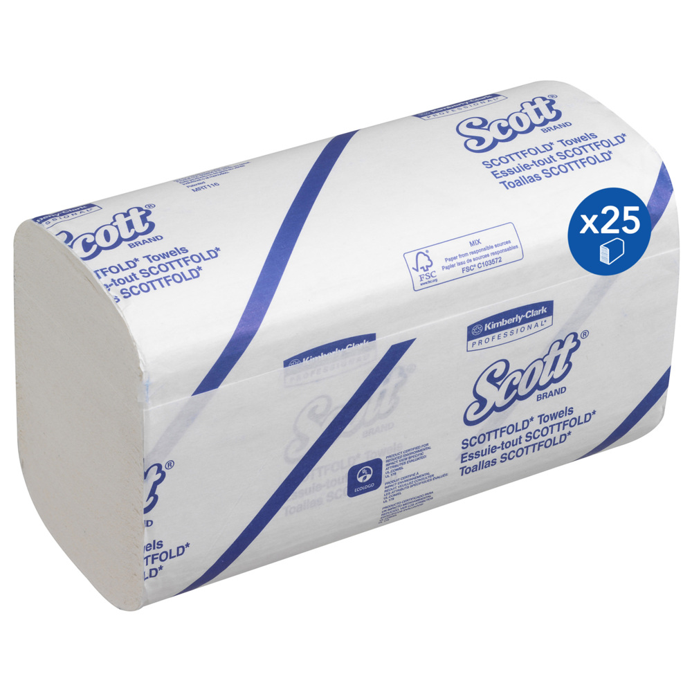 Essuie-mains enchevêtrés Scott® 6633 - 25 paquets de 175 essuie-mains blancs, 1 épaisseur - 6633