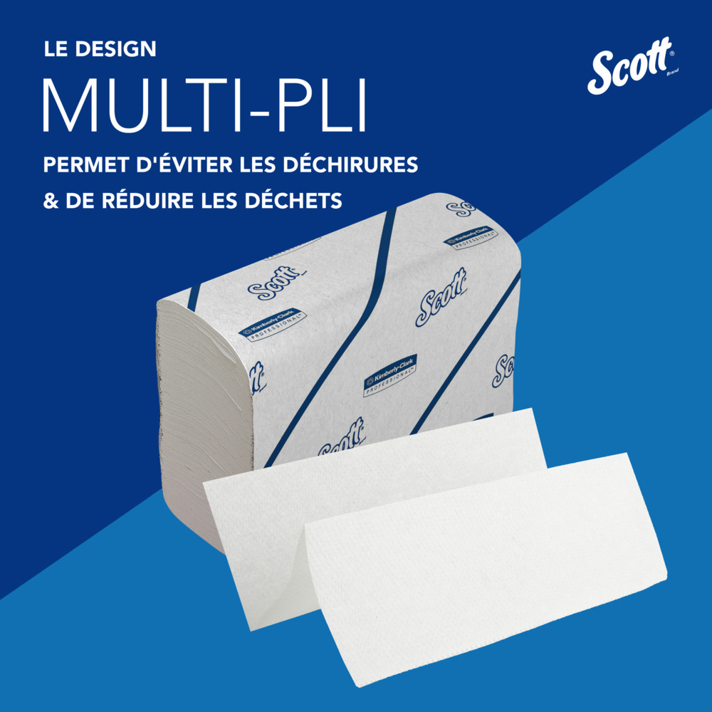 Essuie-mains enchevêtrés Scott® 6633 - 25 paquets de 175 essuie-mains blancs, 1 épaisseur - 6633