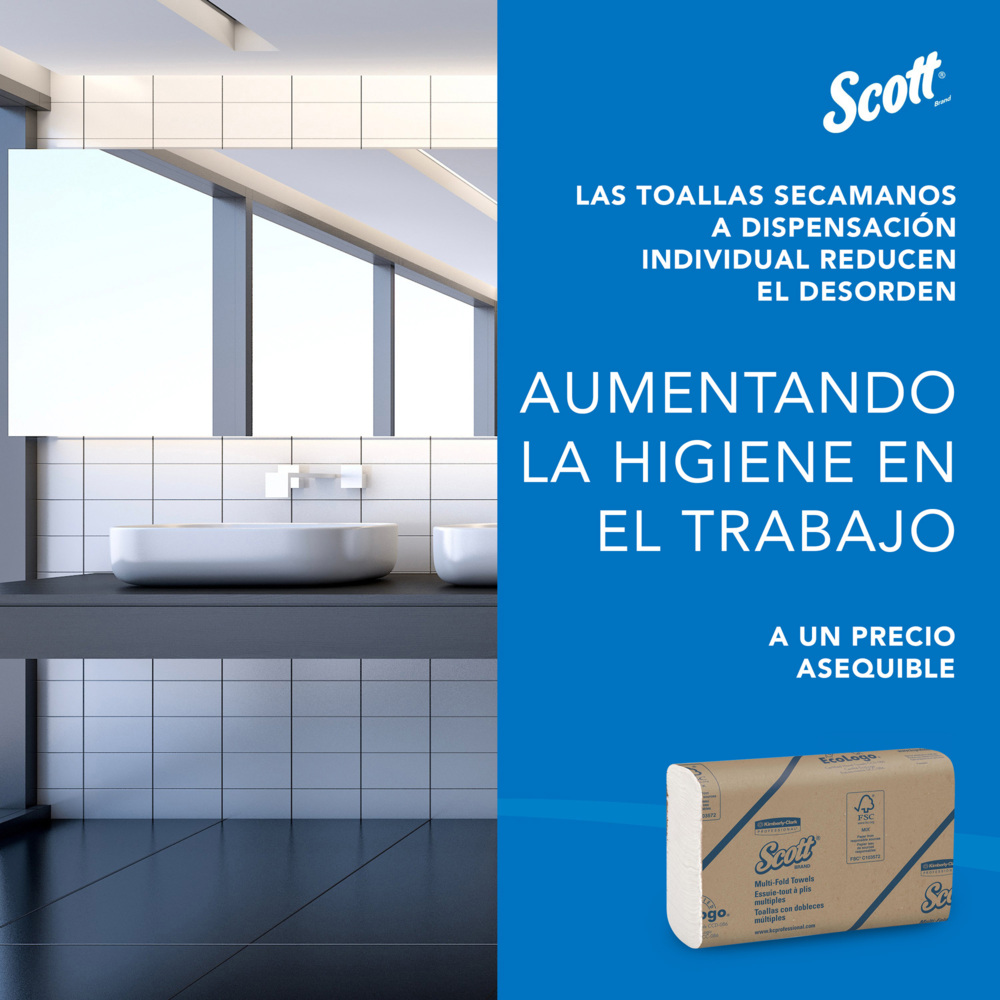 Essuie-mains multiplis Scott® 1804 - Serviettes en papier pliées en Z - 16 paquets x 250 essuie-mains en papier blancs (4 000 au total) - 1804