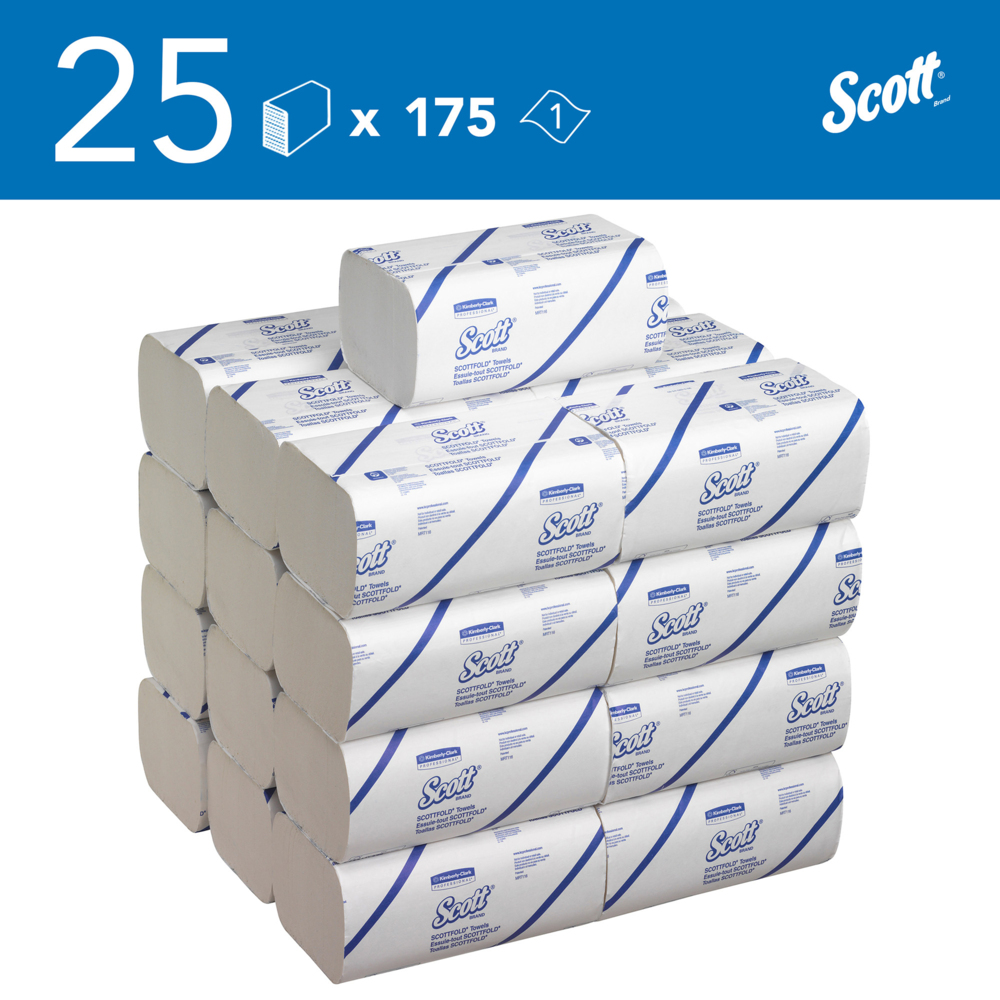 Essuie-mains enchevêtrés Scott® 6633 - 25 paquets de 175 essuie-mains blancs, 1 épaisseur - 6633