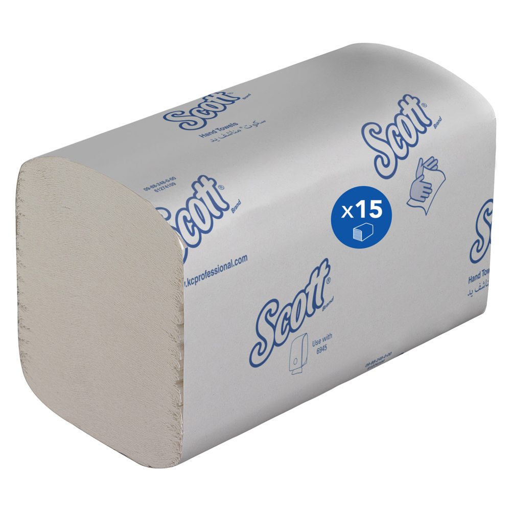 Petits essuie-mains enchevêtrés Scott® Essential™ 6637 - 15 paquets de 340 formats blancs 1 épaisseur - 6637