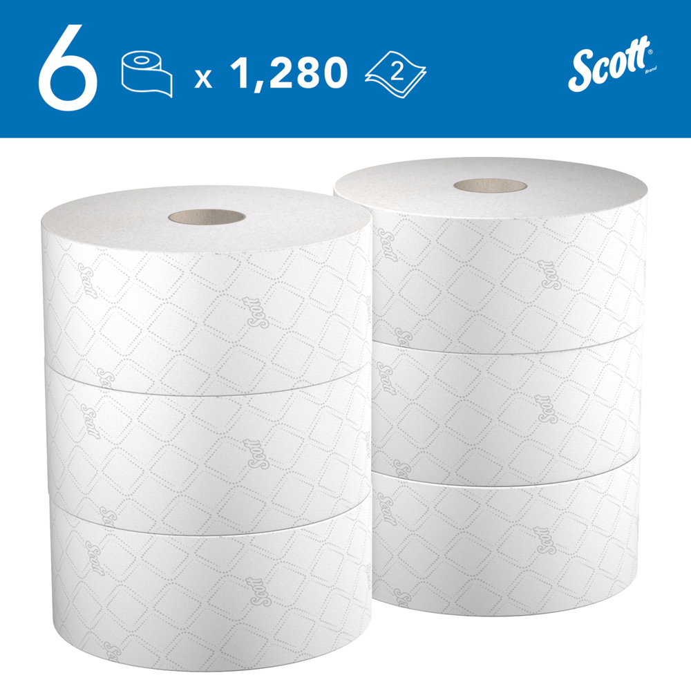 Higiénico Scott® Control™ con dispensación central 8569 - Higiénico de 2 capas - 6 rollos x 1280 hojas de higiénico (7680 hojas) - 8569