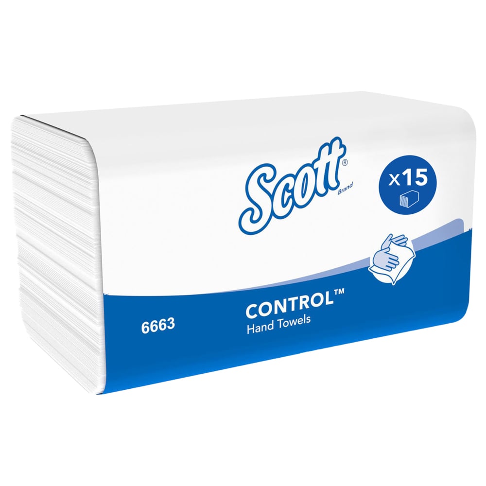 Secamanos interplegados Scott® Control™ 6663 - Papel secamanos plegado en M - 15 paquetes x 212 unidades de papel secamanos (3180 en total) - 6663
