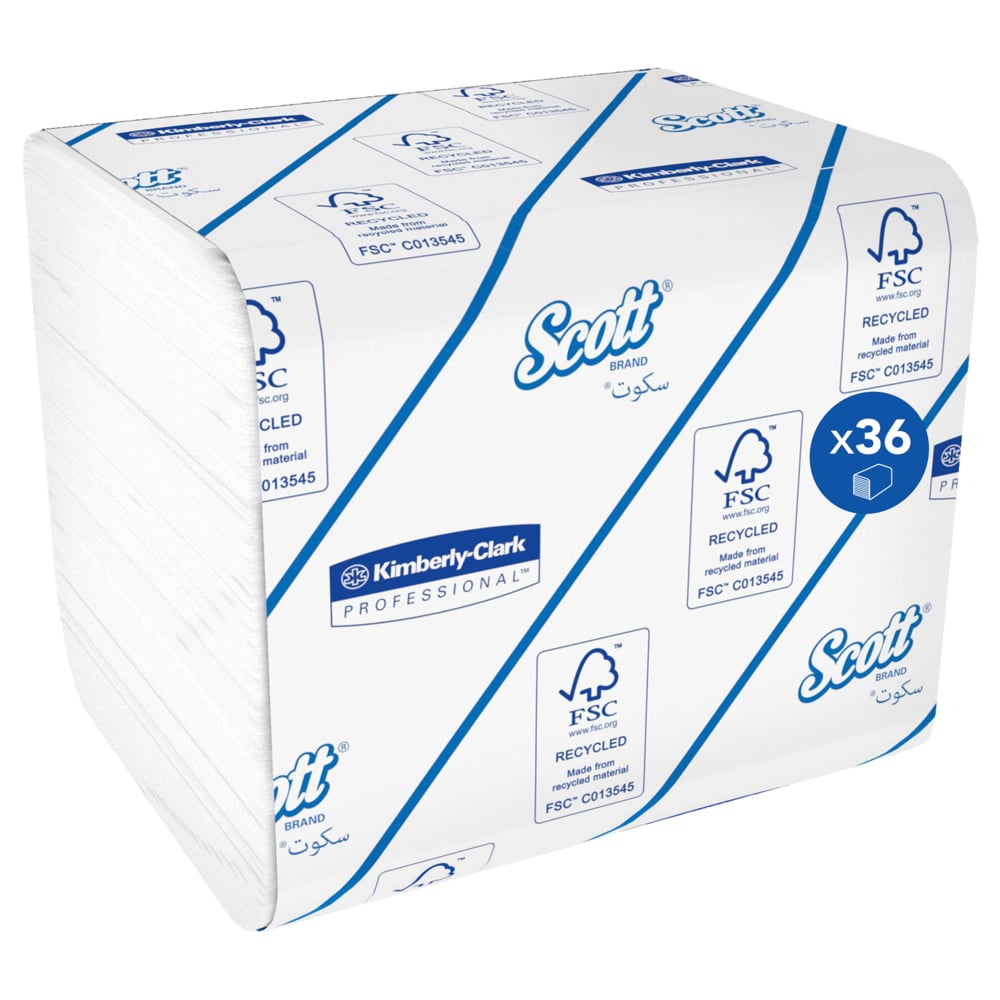 Higiénico plegado Scott® Control™ 8042 - Papel higiénico a granel de 2 capas - 36 paquetes x 250 hojas de papel higiénico (9000 en total) - 8042
