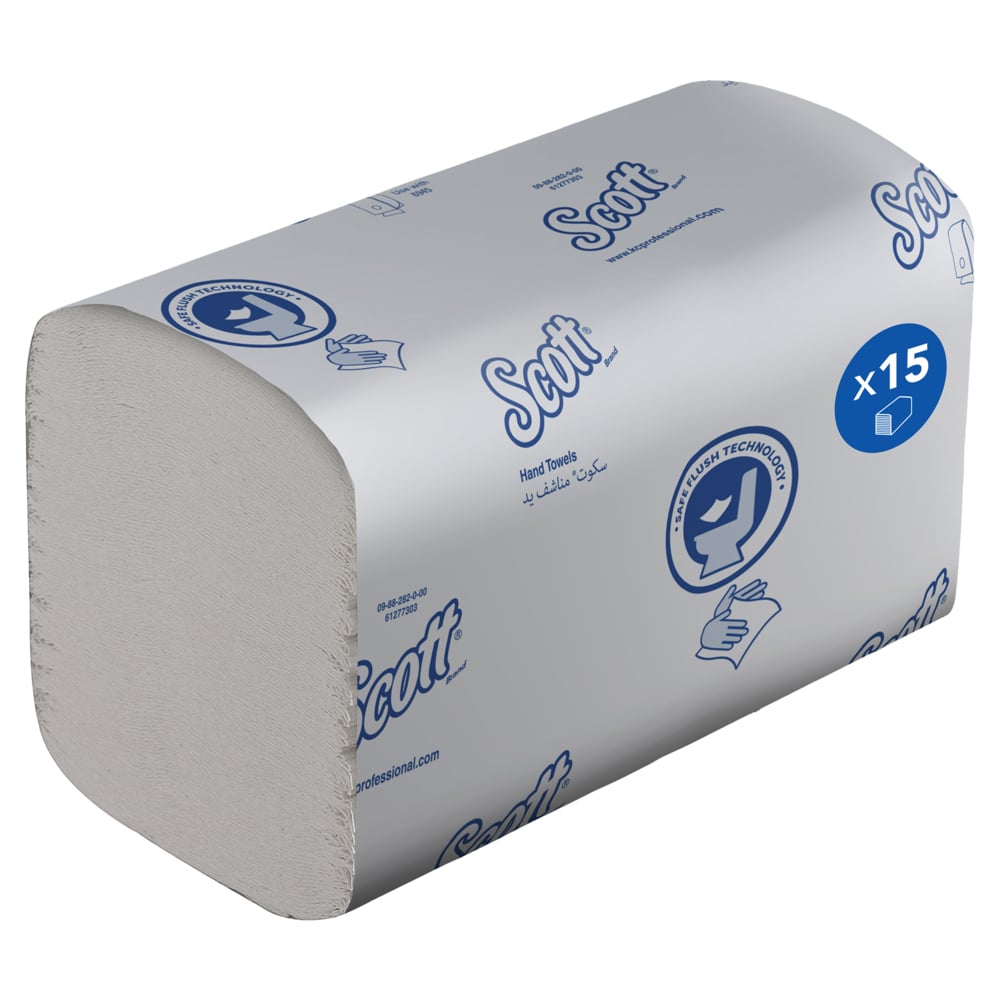 Scott® Control™ Смываемые сложенные полотенца для рук, код 6659, 15 упаковок x 322 белых однослойных полотенец (итого 4830 шт.) - 6659