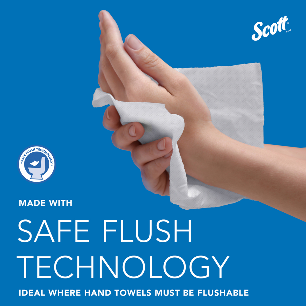 Scott® Control™ Смываемые сложенные полотенца для рук, код 6659, 15 упаковок x 322 белых однослойных полотенец (итого 4830 шт.) - 6659
