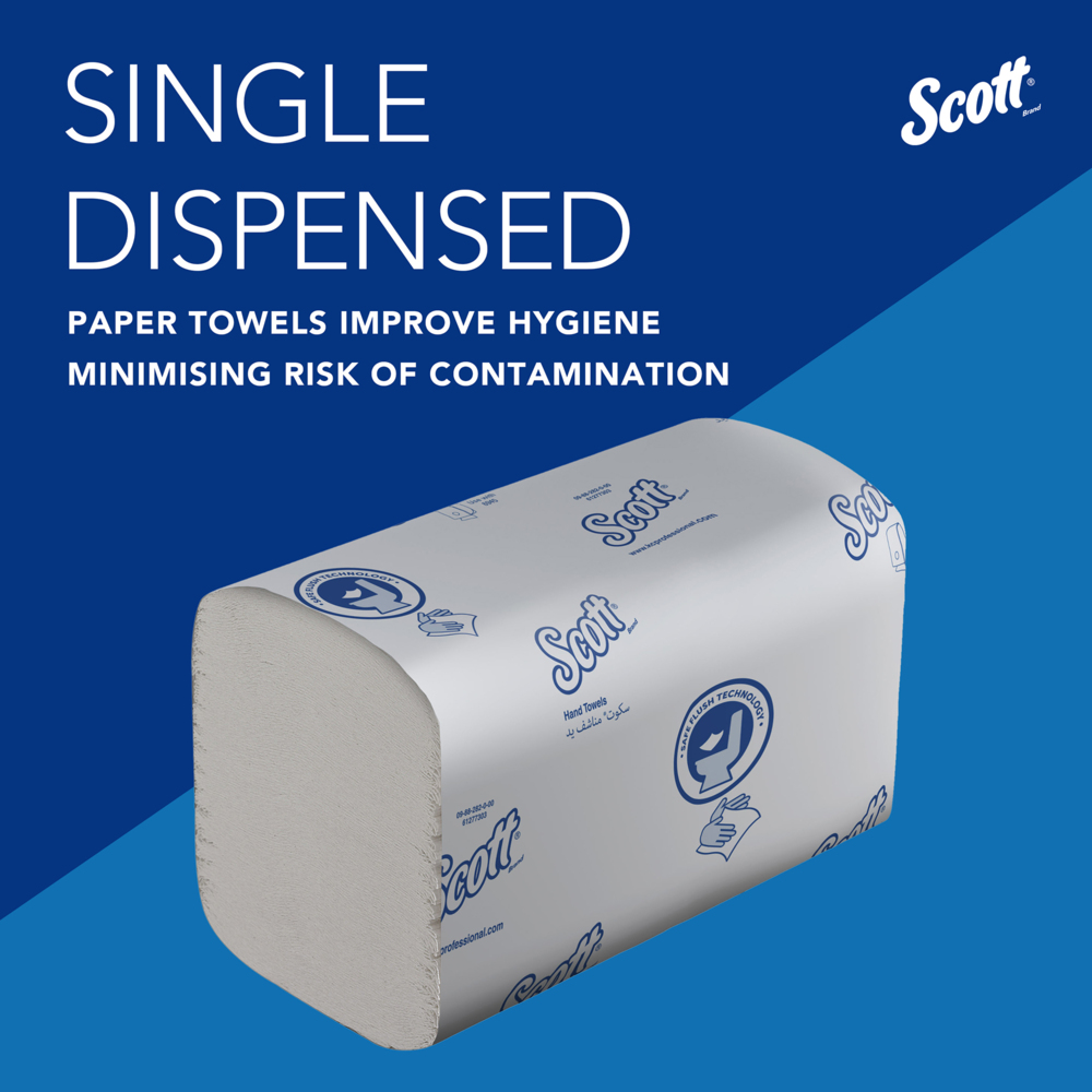 Scott® Control™ Смываемые сложенные полотенца для рук, код 6659, 15 упаковок x 322 белых однослойных полотенец (итого 4830 шт.) - 6659