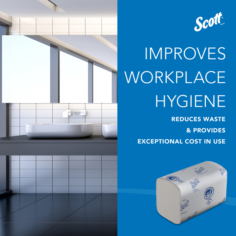Scott® Control™ Смываемые сложенные полотенца для рук, код 6659, 15 упаковок x 322 белых однослойных полотенец (итого 4830 шт.) - 6659