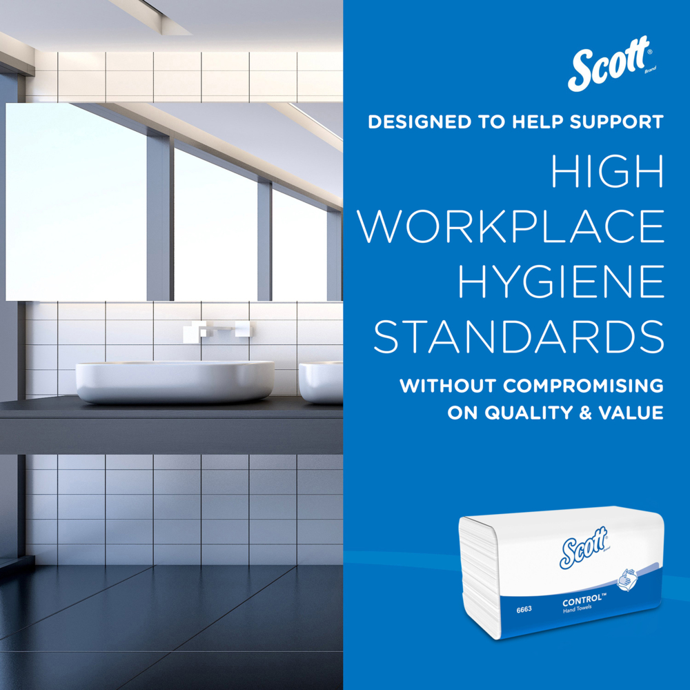 Secamanos interplegados Scott® Control™ 6663 - Papel secamanos plegado en M - 15 paquetes x 212 unidades de papel secamanos (3180 en total) - 6663