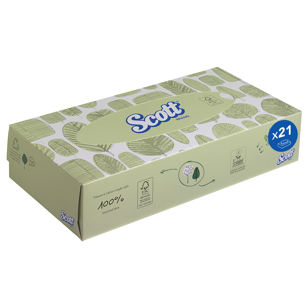 Mouchoirs en papier Scott® - 8837, blancs, 2 épaisseurs, 21 x 100 (2 100 mouchoirs) - 8837