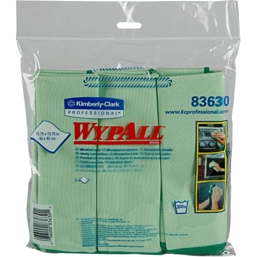 WYPALL® Microfibre Cloths (83630), Green Cleaning Cloths, 4 Packs / Case, 6 Cloths / Pack (24 Cloths) - 991083630