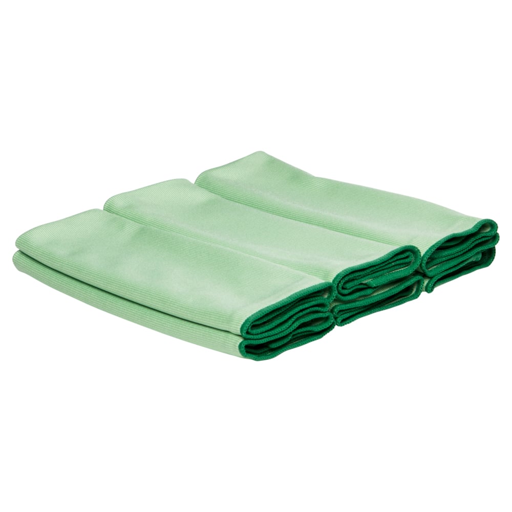 WYPALL® Microfibre Cloths (83630), Green Cleaning Cloths, 4 Packs / Case, 6 Cloths / Pack (24 Cloths) - 991083630