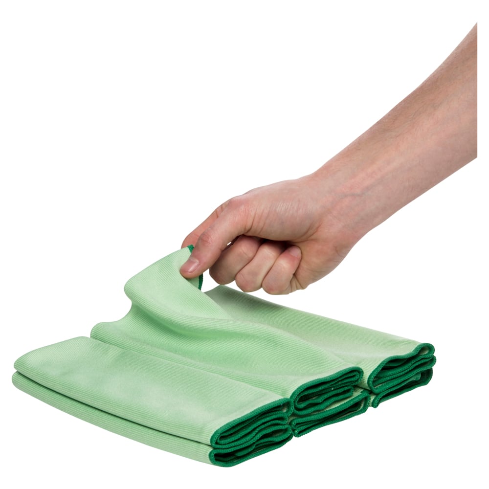 WYPALL® Microfibre Cloths (83630), Green Cleaning Cloths, 4 Packs / Case, 6 Cloths / Pack (24 Cloths) - 991083630