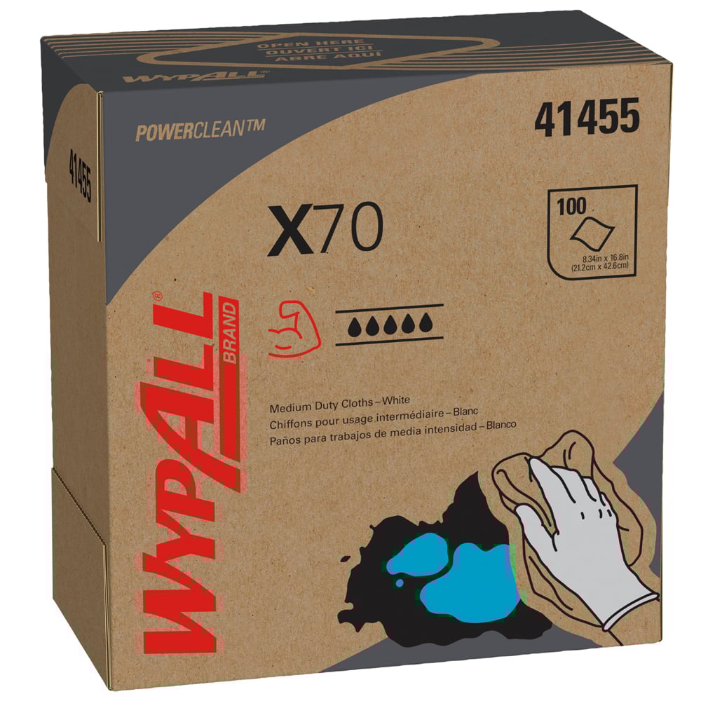 WypAll® Paños de limpieza WypAll® X70 Doblados, 30151700, Paños de Limpieza, 10 paquetes x 100 paños (1000 en total) - 991041455
