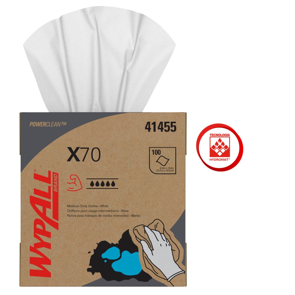 WypAll® Paños de limpieza WypAll® X70 Doblados, 30151700, Paños de Limpieza, 10 paquetes x 100 paños (1000 en total) - 991041455