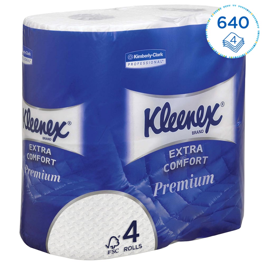 Kleenex® Standard Рулонная туалетная бумага, код 8484, 24 рулона x 160 листов белой четырехслойной бумаги (итого 3 840 шт.) - 8484