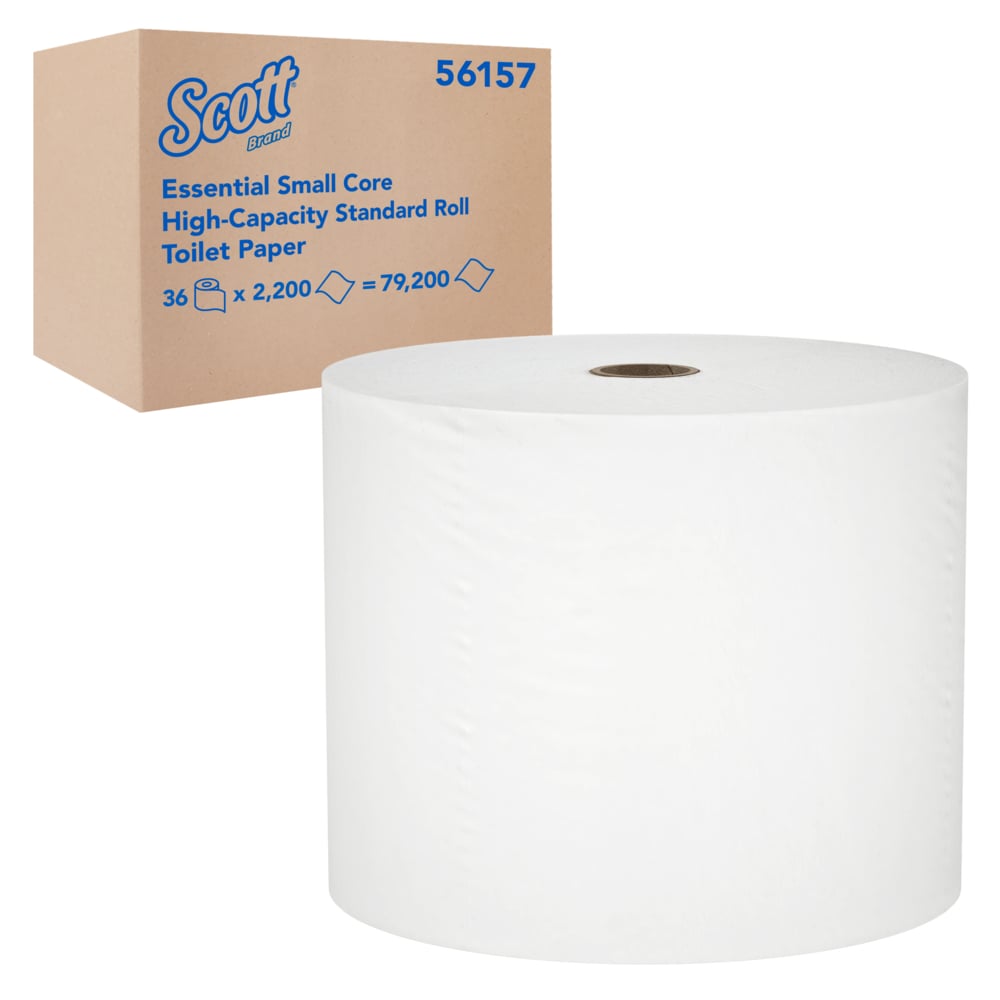 Scott® Essential Small Core High-Capacity Standard Roll Toilet Paper (56157), 1-Ply, White (2,200 Sheets/Roll, 36 Rolls/Case, 79,200 Sheets/Case) - 56157