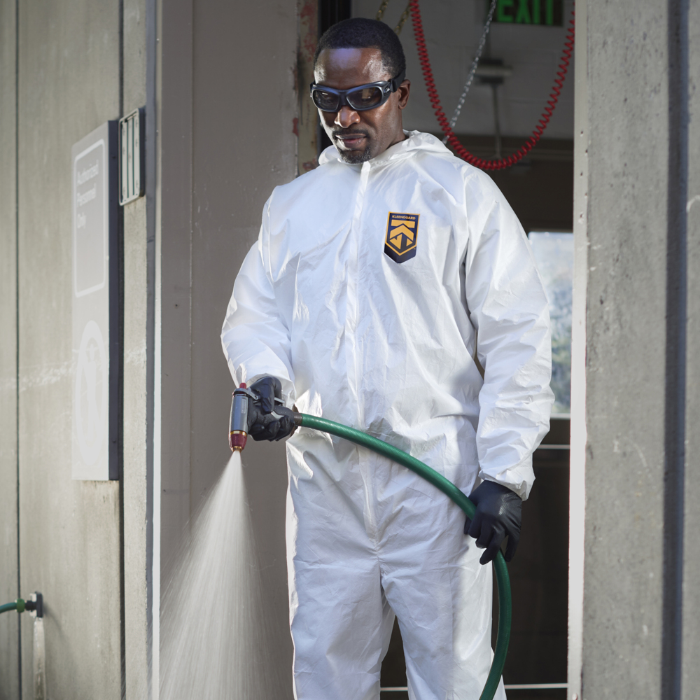 KleenGuard™ KGA300 Liquid & Particle Surface Prep & Paint Protection Coveralls (55696), Zipper Front, Elastic Wrists, Ankles & Hood , White, Reflex Design, 6XL (Qty 25) - 55696