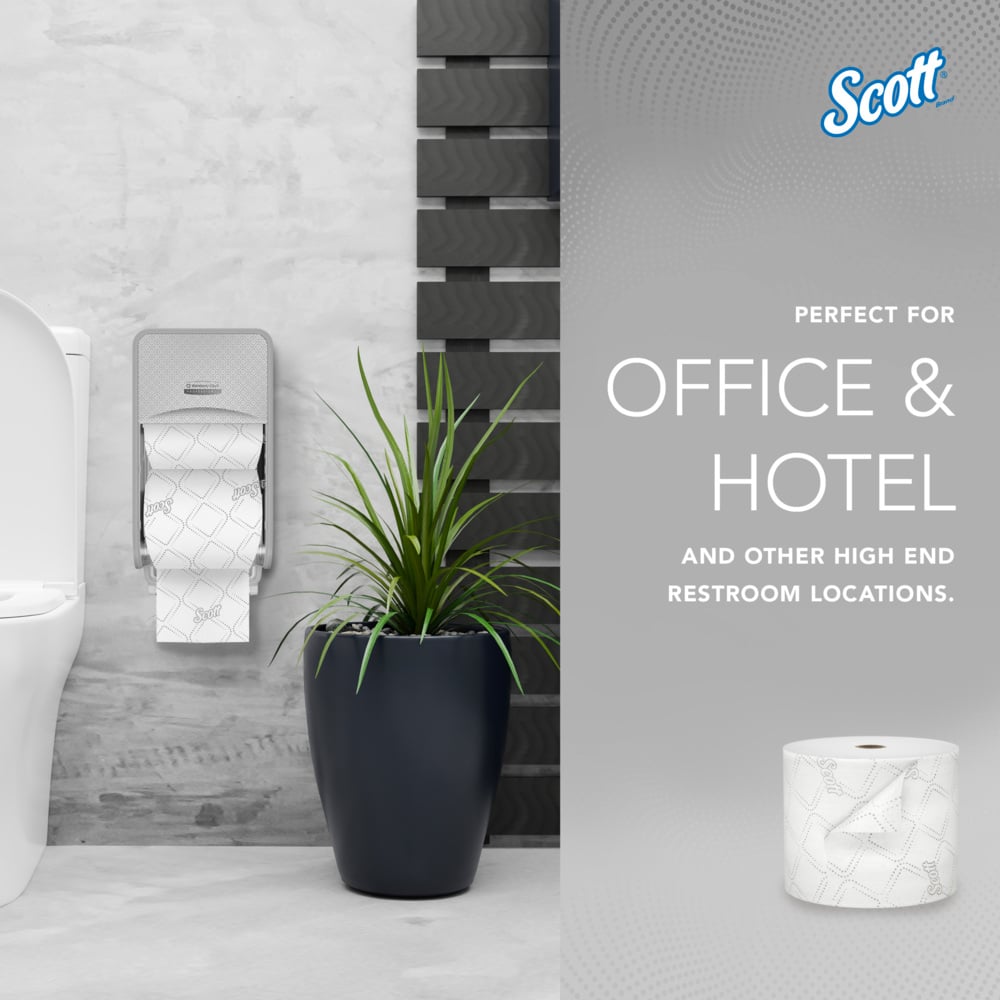 Scott® Pro™ Small Core High-Capacity Standard Roll Toilet Paper (47305), with Elevated Design, 2-Ply, White (1,100 Sheets/Roll, 36 Rolls/Case, 39,600 Sheets/Case) - 47305