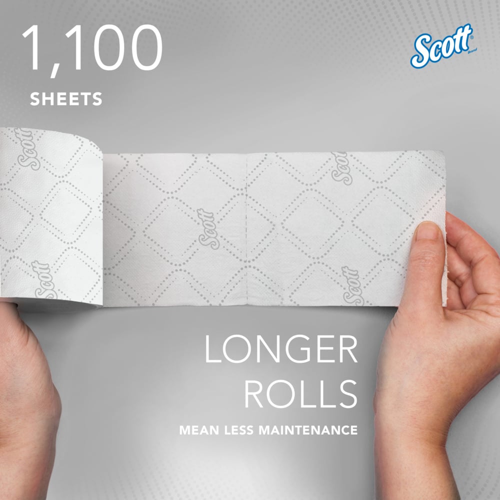 Scott® Pro™ Small Core High-Capacity Standard Roll Toilet Paper (47305), with Elevated Design, 2-Ply, White (1,100 Sheets/Roll, 36 Rolls/Case, 39,600 Sheets/Case) - 47305