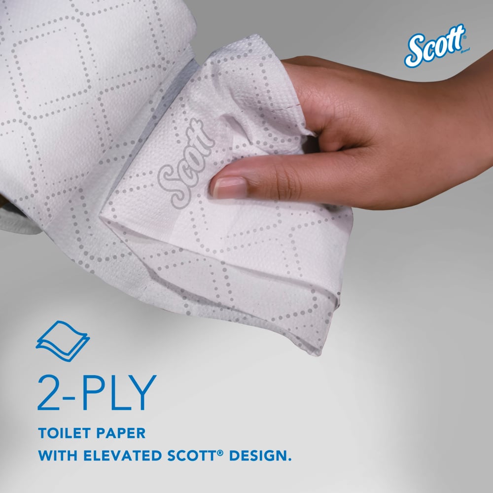 Scott® Pro™ Small Core High-Capacity Standard Roll Toilet Paper (47305), with Elevated Design, 2-Ply, White (1,100 Sheets/Roll, 36 Rolls/Case, 39,600 Sheets/Case) - 47305