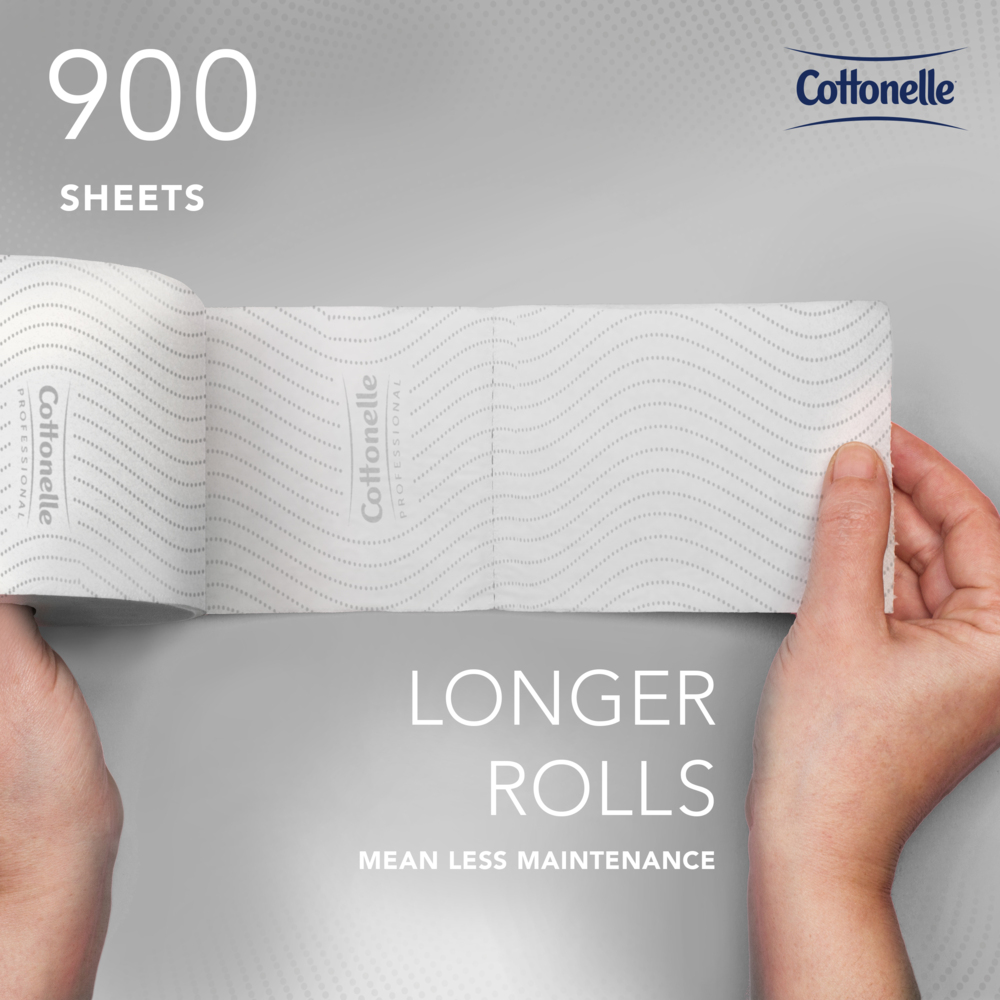 Cottonelle® Small Core High-Capacity Standard Roll Toilet Paper (53862), with CleanCare® Design, 2-Ply, White, (900 Sheets/Roll, 36 Rolls/Case, 32,400 Sheets/Case) - 53862