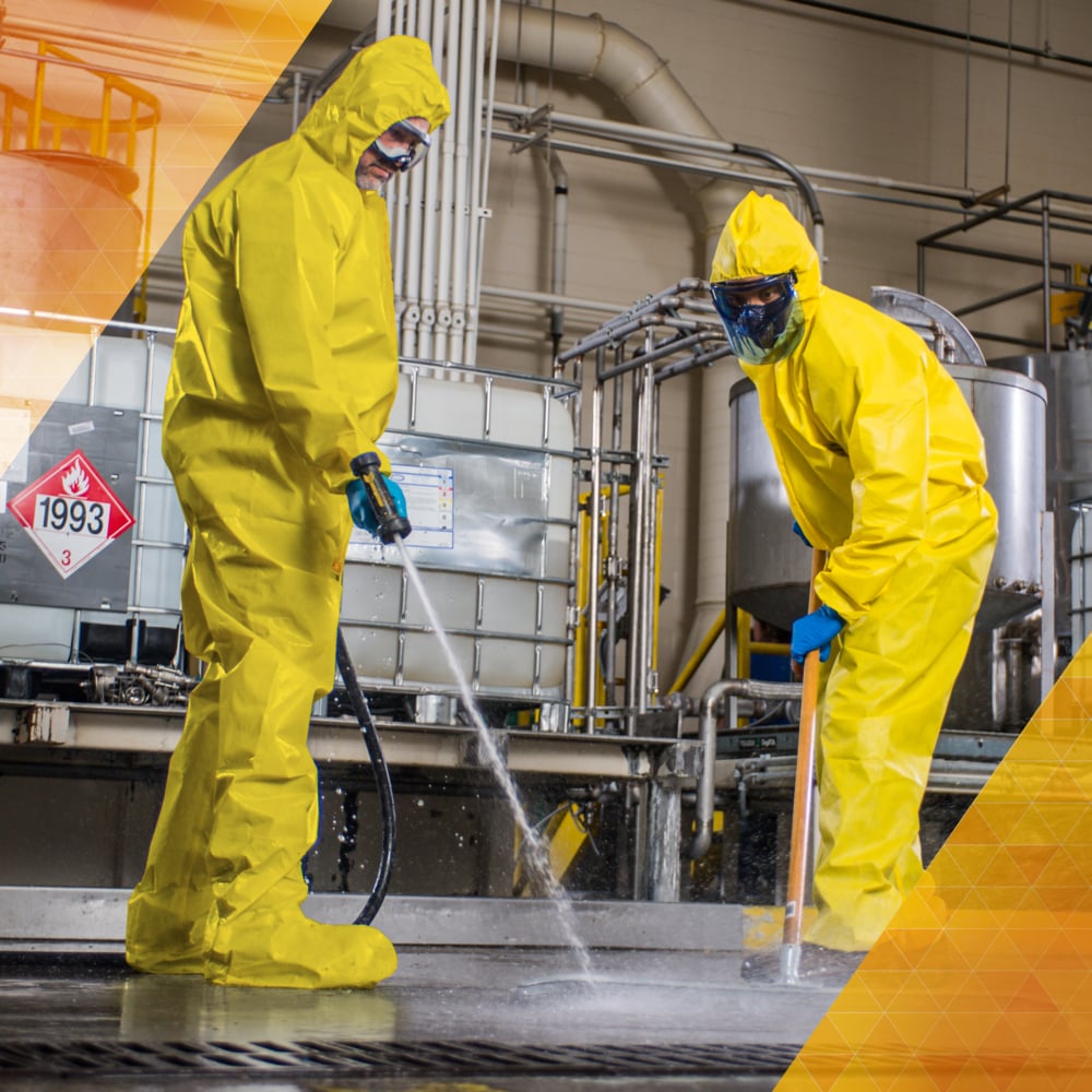 KleenGuard™ A70 Chemical Spray Protection Coveralls (09816), Zipper Front, Storm Flap, Elastic Wrists, Ankles & Hood, Yellow, Reflex Design, 3XL (Qty 12) - 09816