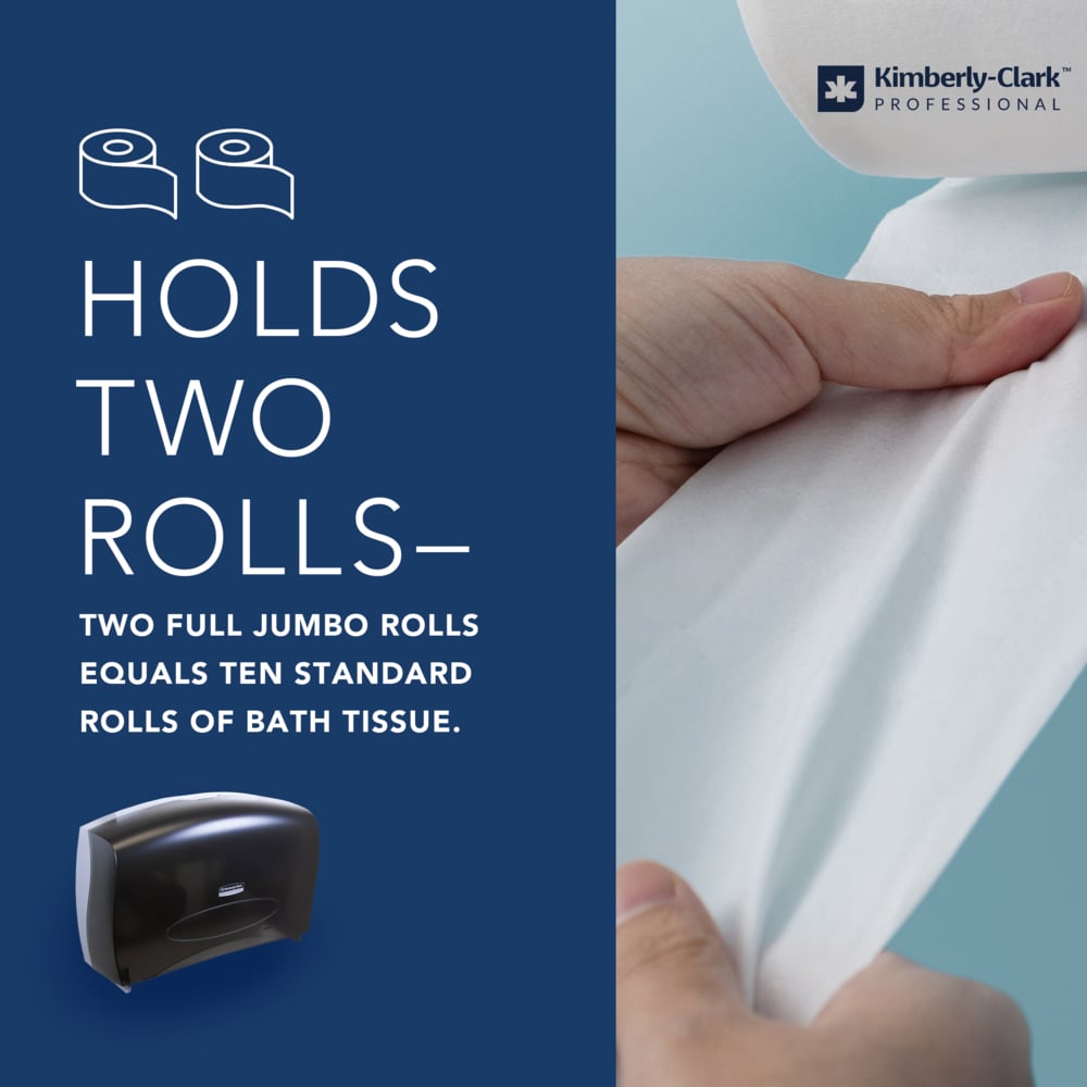 Kimberly-Clark Professional™ Jumbo Roll Toilet Paper Dispenser (09551), Combo Unit, Black, 20.43" x 13.12" x 5.8" (Qty 1) - 09551