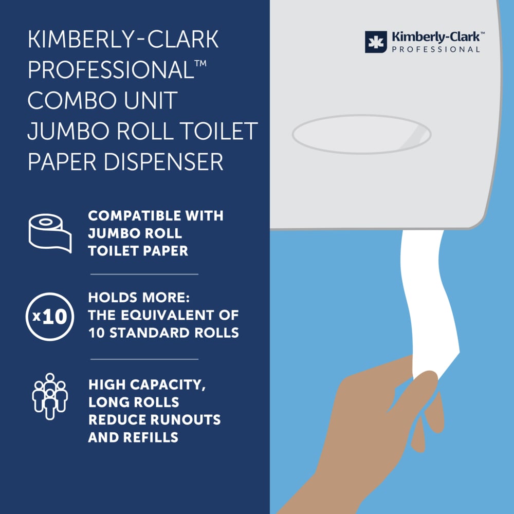 Kimberly-Clark Professional™ Jumbo Roll Toilet Paper Dispenser (09551), Combo Unit, Black, 20.43" x 13.12" x 5.8" (Qty 1) - 09551