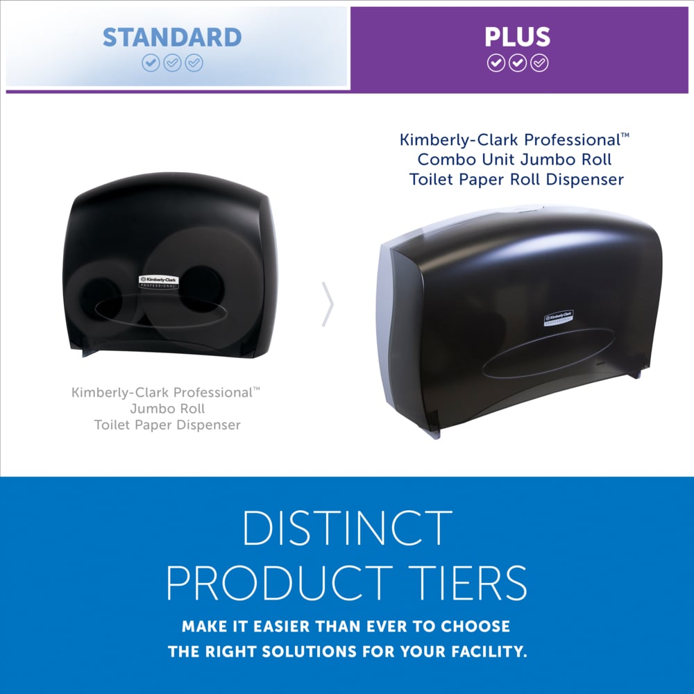 Kimberly-Clark Professional™ Jumbo Roll Toilet Paper Dispenser (09551), Combo Unit, Black, 20.43" x 13.12" x 5.8" (Qty 1) - 09551