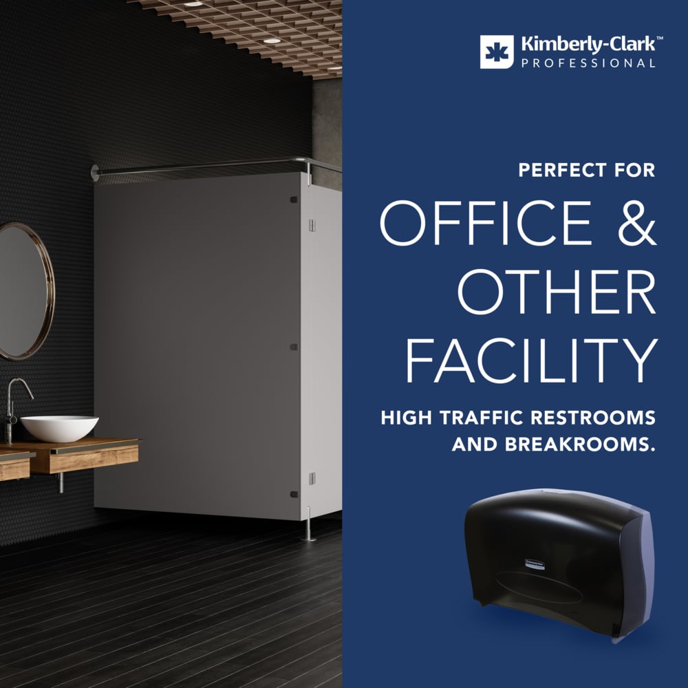Kimberly-Clark Professional™ Jumbo Roll Toilet Paper Dispenser (09551), Combo Unit, Black, 20.43" x 13.12" x 5.8" (Qty 1) - 09551