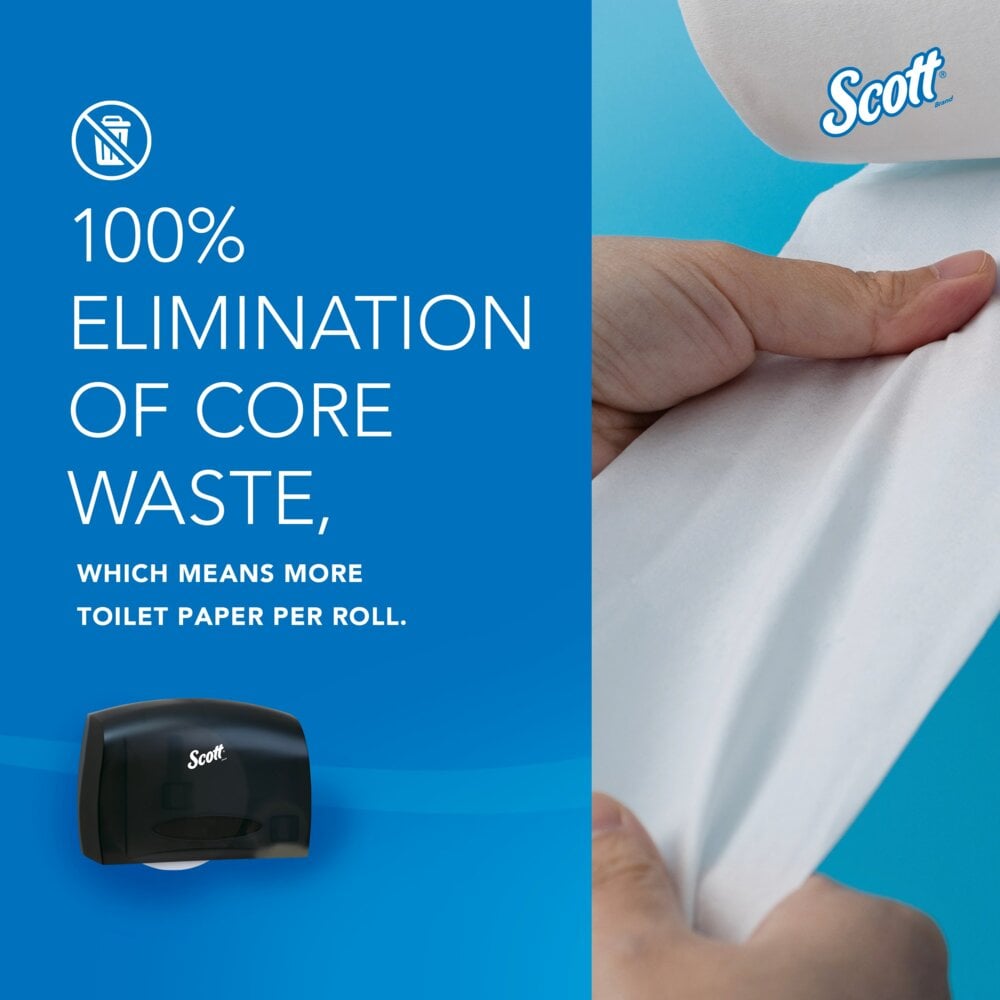 Scott® Essential™ Coreless Jumbo Roll Toilet Paper Dispenser (09602), with Stub Roll, Black, 14.25" x 9.75" x 6.00" (Qty 1) - 09602