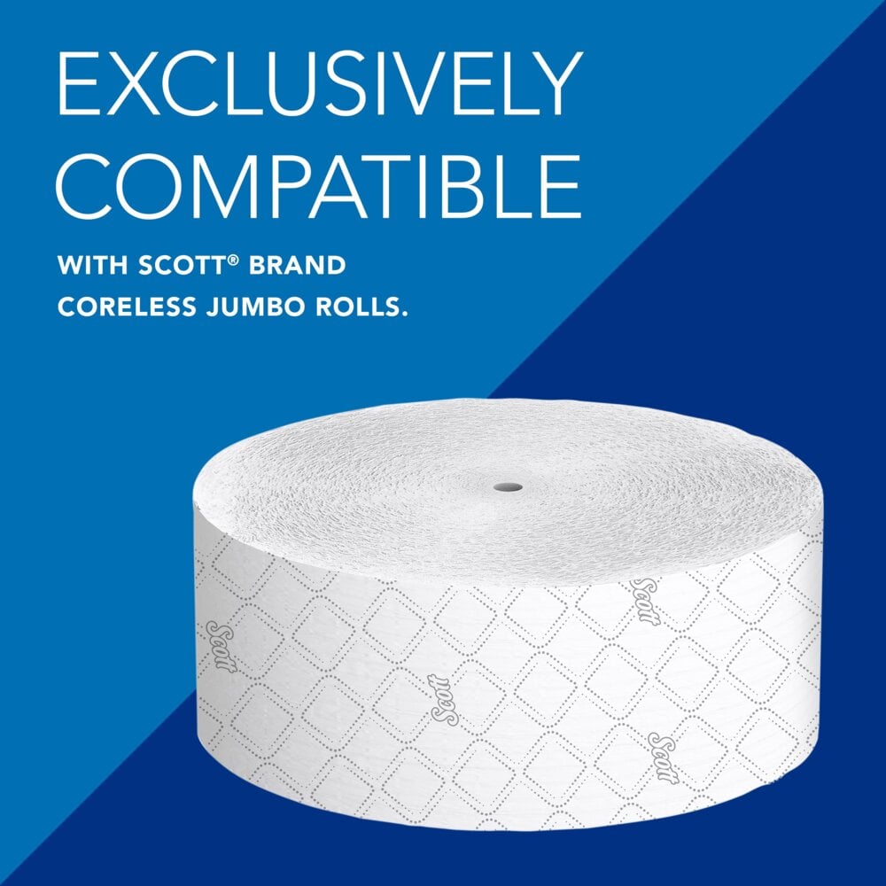 Scott® Essential™ Coreless Jumbo Roll Toilet Paper Dispenser (09602), with Stub Roll, Black, 14.25" x 9.75" x 6.00" (Qty 1) - 09602