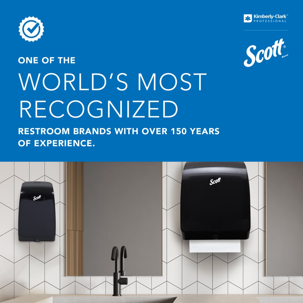 Scott® Essential™ Coreless Jumbo Roll Toilet Paper Dispenser (09602), with Stub Roll, Black, 14.25" x 9.75" x 6.00" (Qty 1) - 09602