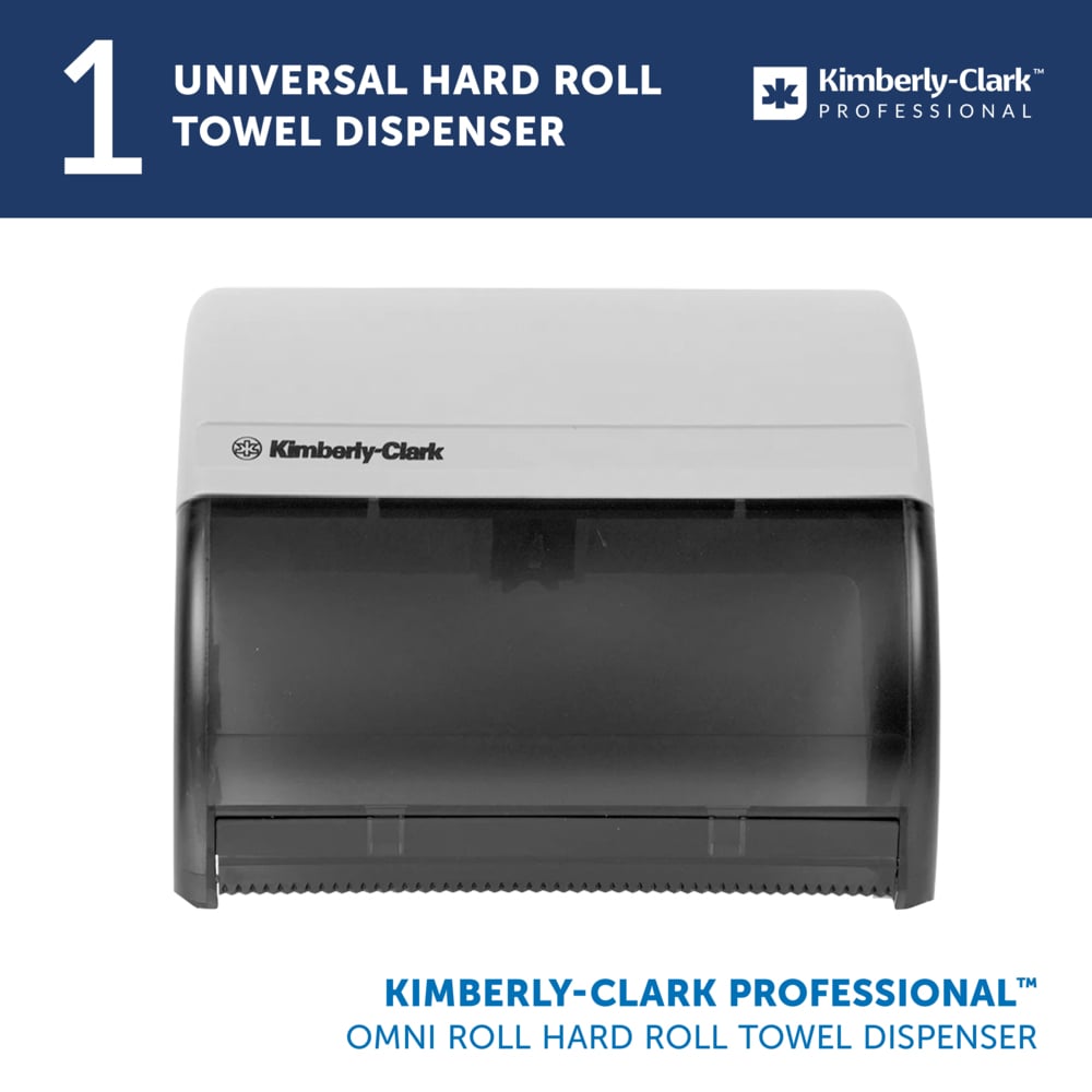 Kimberly-Clark Professional™ Omni Roll Hard Roll Towel Dispenser (09746), Black, for 1.5" Core Roll Towels, Compact Dispensing, 10.5" x 10.0" x 10.0" (Qty 1) - 09746