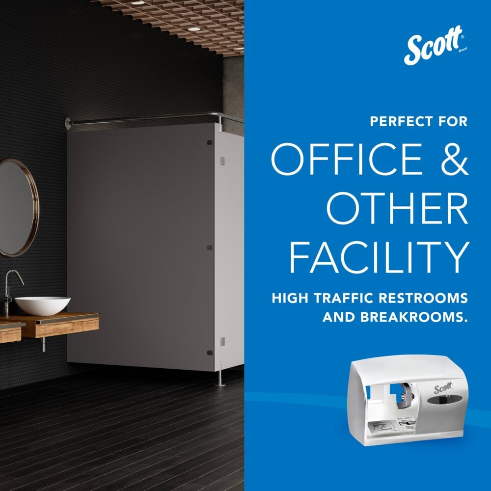 Scott® Coreless Standard Roll Toilet Paper Dispenser (09605), 2 Roll Capacity, White, 11.0" x 7.63" x 6.0" (Qty 1) - 09605