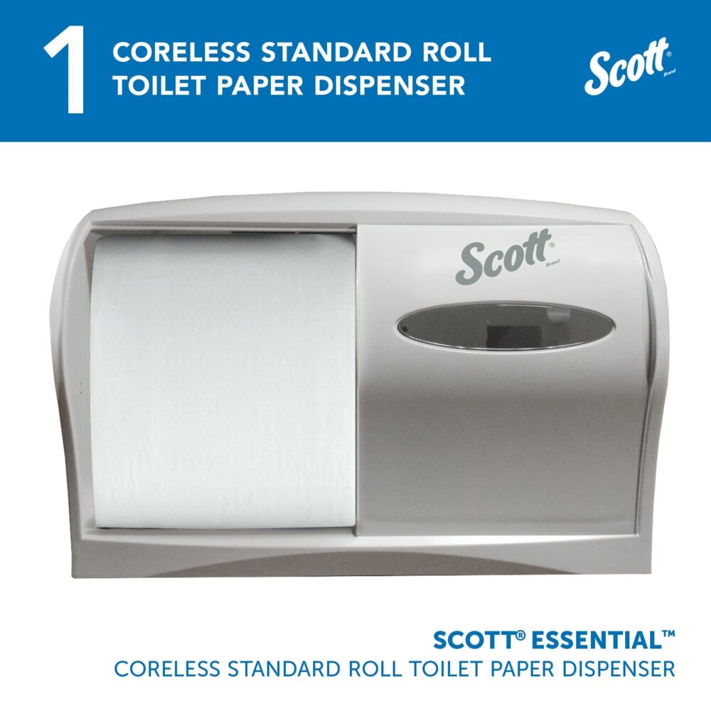 Scott® Coreless Standard Roll Toilet Paper Dispenser (09605), 2 Roll Capacity, White, 11.0" x 7.63" x 6.0" (Qty 1) - 09605