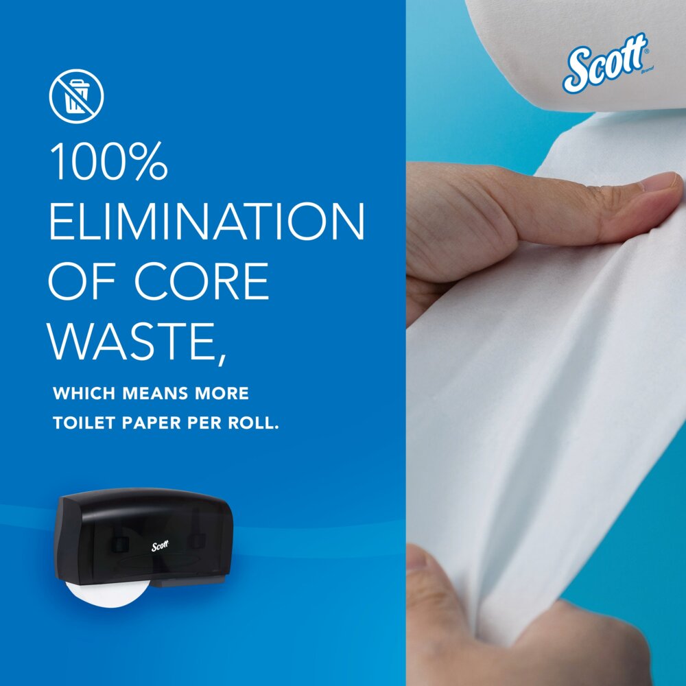 Scott® Essential™ Coreless Jumbo Roll Toilet Paper Dispenser (09608), 2 Roll Capacity, Black, 20.1" x 10.9" x 5.9" (Qty 1) - 09608
