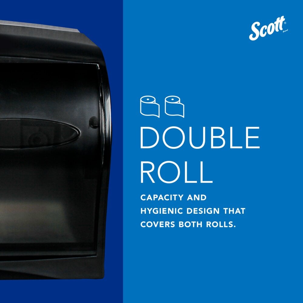 Scott® Coreless Standard Roll Toilet Paper Dispenser (09604), 2 Roll Capacity, Black, 11.0" x 7.63" x 6.0" (Qty 1) - 09604