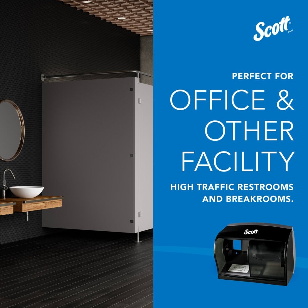 Scott® Coreless Standard Roll Toilet Paper Dispenser (09604), 2 Roll Capacity, Black, 11.0" x 7.63" x 6.0" (Qty 1) - 09604