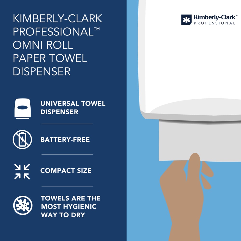 Kimberly-Clark Professional™ Omni Roll Hard Roll Towel Dispenser (09746), Black, for 1.5" Core Roll Towels, Compact Dispensing, 10.5" x 10.0" x 10.0" (Qty 1) - 09746