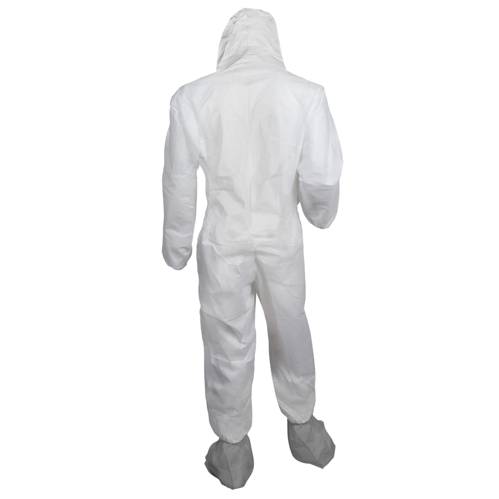 KleenGuard™ KGA300 Liquid & Particle Surface Prep & Paint Protection Coveralls (48978), Zipper Front, Elastic Wrists, Ankles, Hood & Boots, White, Reflex Design, 5XL/6XL (Qty 25) - 48978