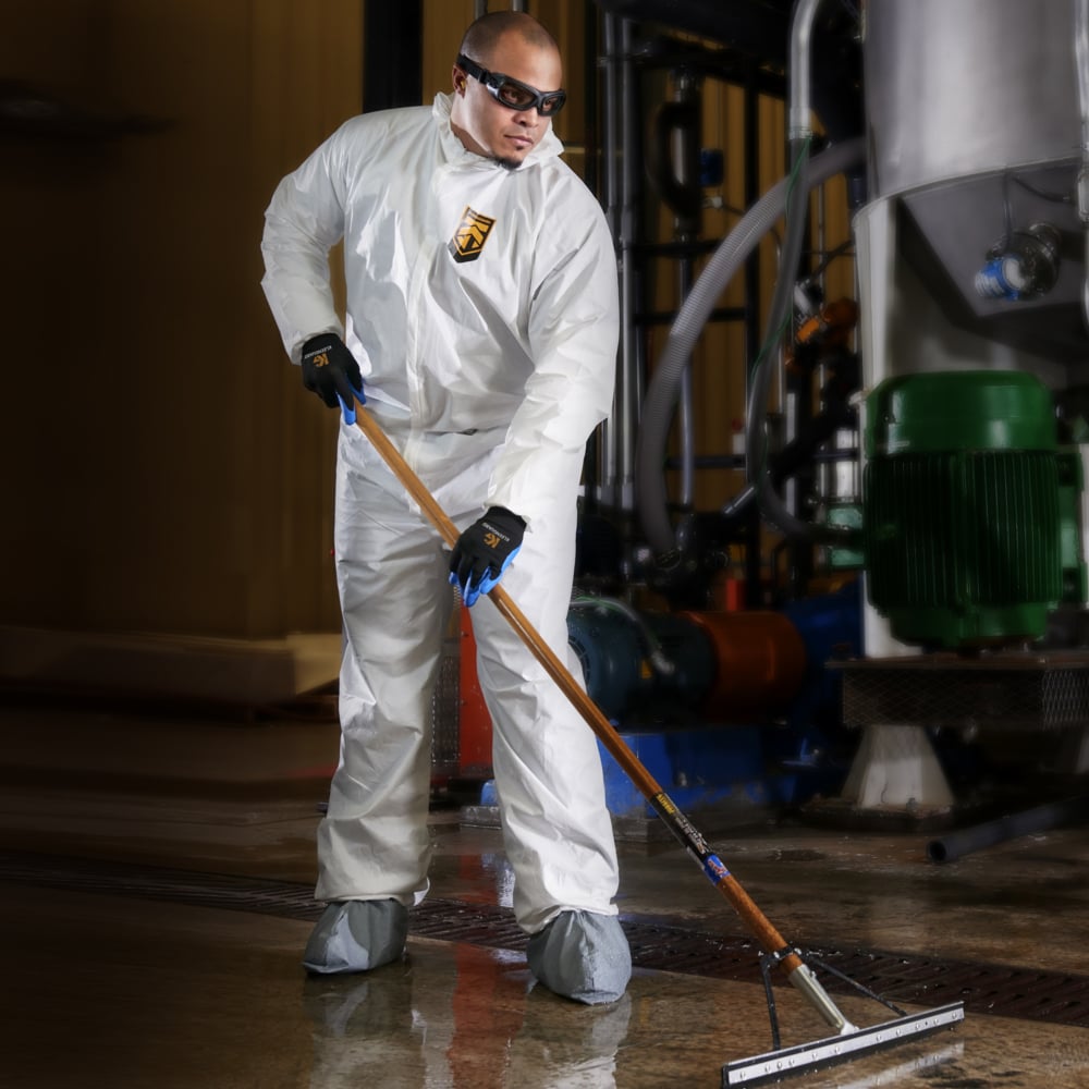 KleenGuard™ KGA300 Liquid & Particle Surface Prep & Paint Protection Coveralls (48978), Zipper Front, Elastic Wrists, Ankles, Hood & Boots, White, Reflex Design, 5XL/6XL (Qty 25) - 48978