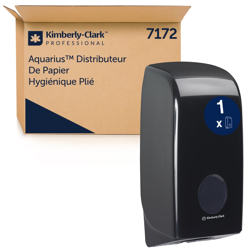 Dispensador de papel higiénico plegado Aquarius™ 7172 - 1 dispensador de papel higiénico negro de una hoja - 7172