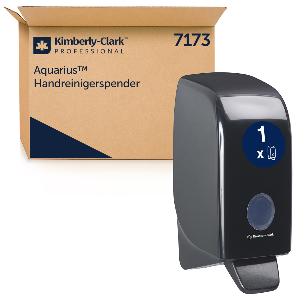 Dispensador de gel de manos Aquarius™ 7173 - 1 dispensador de jabón de manos de montaje en pared negro (adecuado para recambios de 1 litro) - 7173