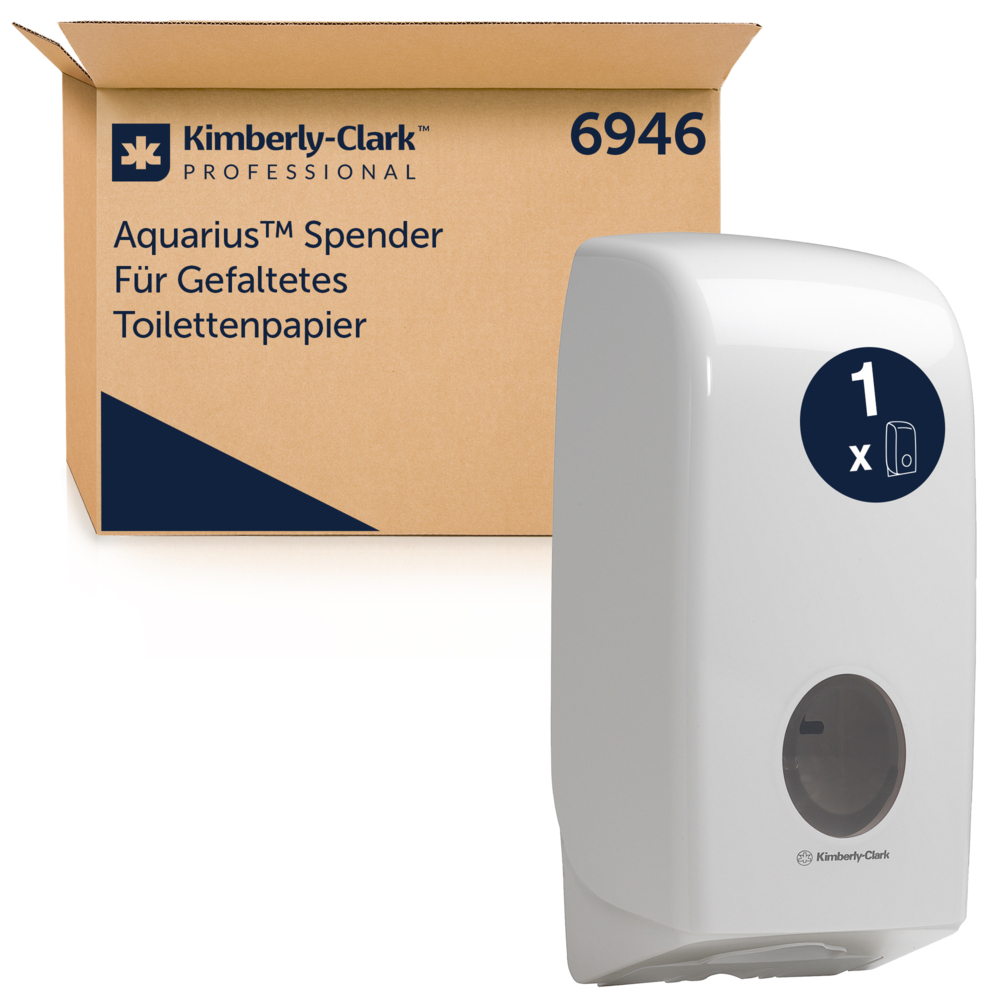 Dispensador de papel higiénico plegado Aquarius™ 6946 - 1 dispensador de papel higiénico blanco de una hoja - 6946