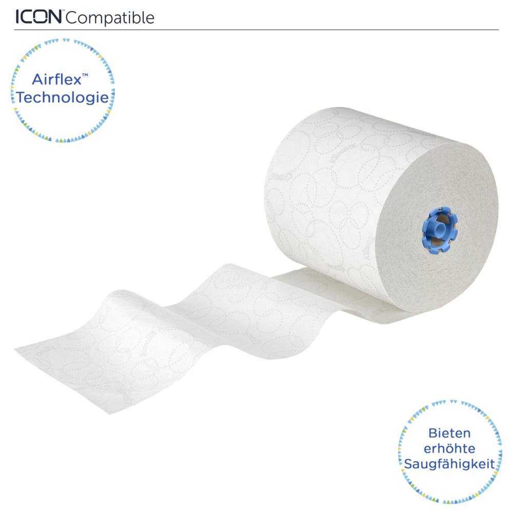 Rouleaux d'essuie-mains Kleenex® Ultra™ 6782 - rouleaux d'essuie-mains en papier E-Roll 2 plis grand format - 6 x rouleaux de 200 m d'essuie-mains en papier blanc (1 200 m au total) - 6782